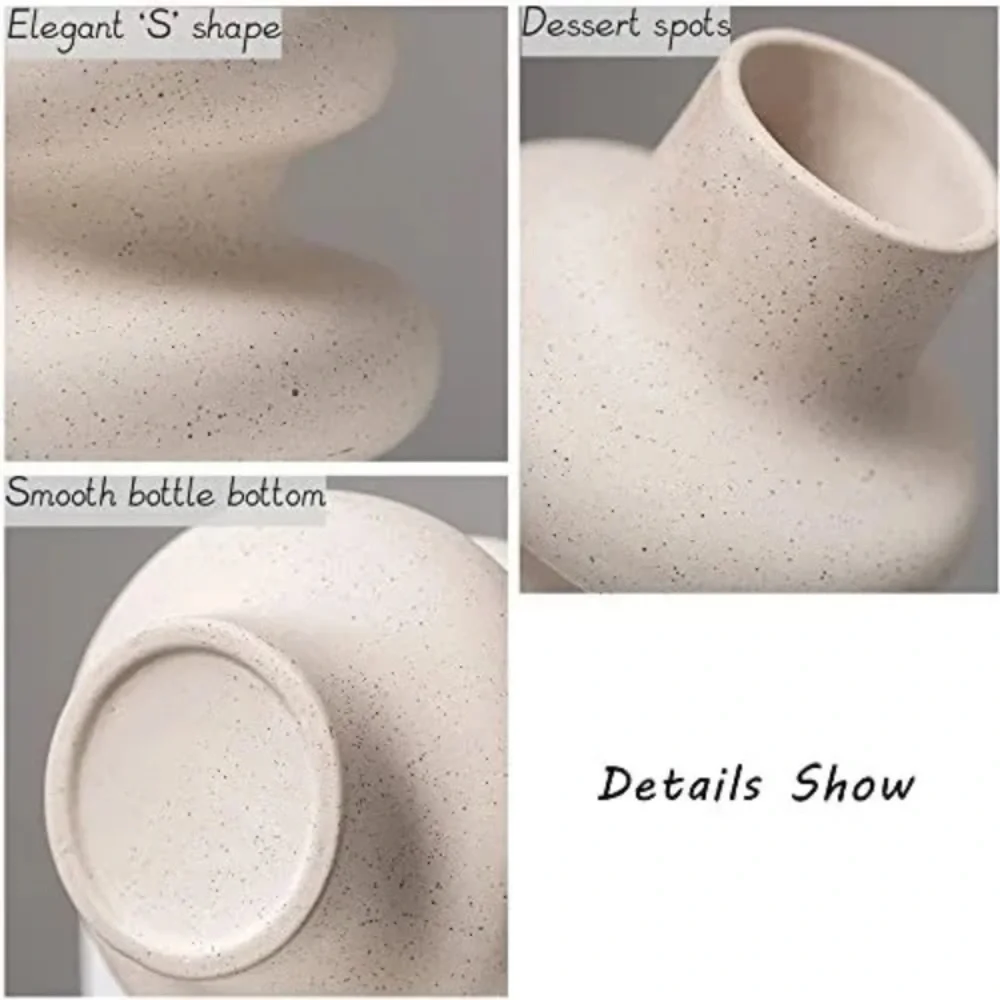 Ceramic Vases Set 2, Modern‎ Home Decor, Off White  Neutral